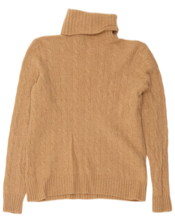 Suéter feminino Polo Ralph Lauren com gola redonda e lã bege médio