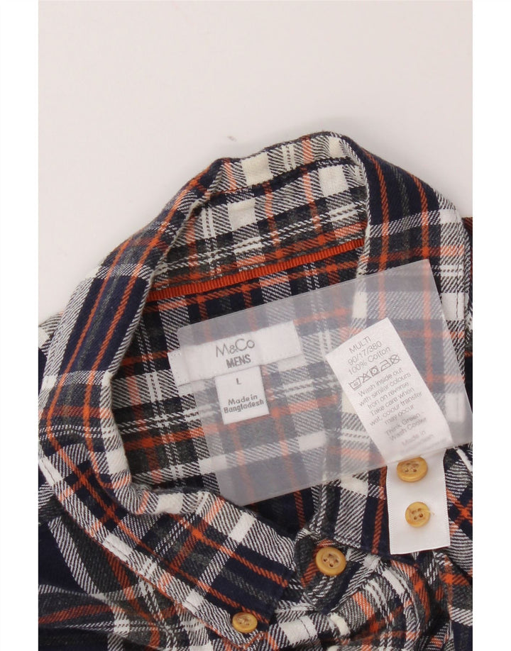 Max&Co. Camisa masculina de flanela grande algodão xadrez azul marinho