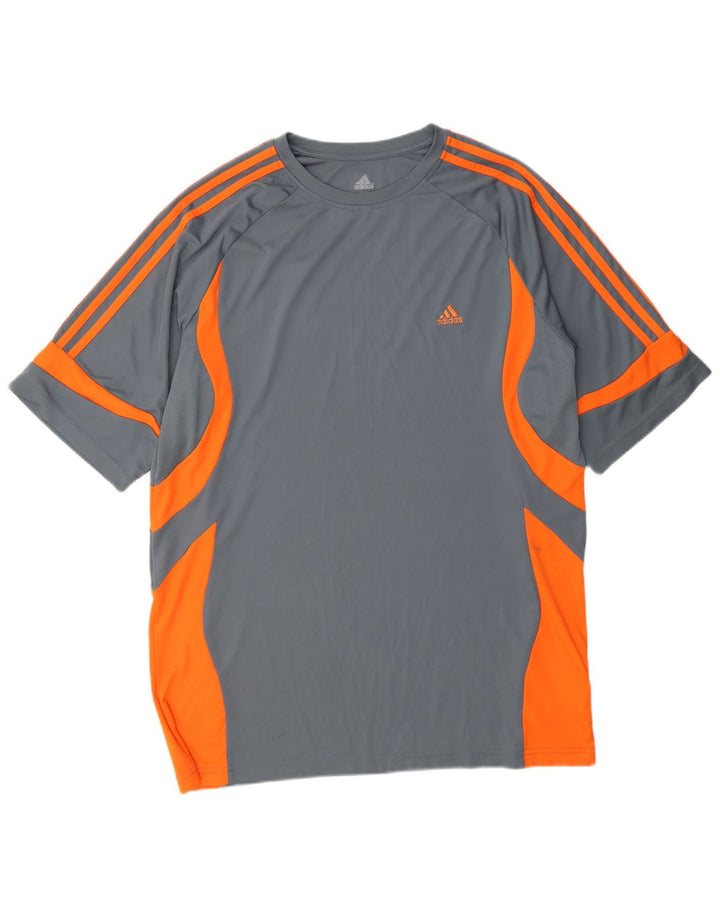 Camiseta masculina Adidas Climacool Top XL cinza colorblock poliéster