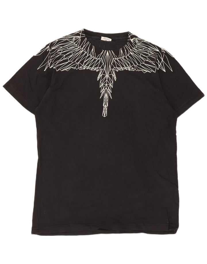 Camiseta gráfica masculina Marcelo Burlon Top médio algodão preto