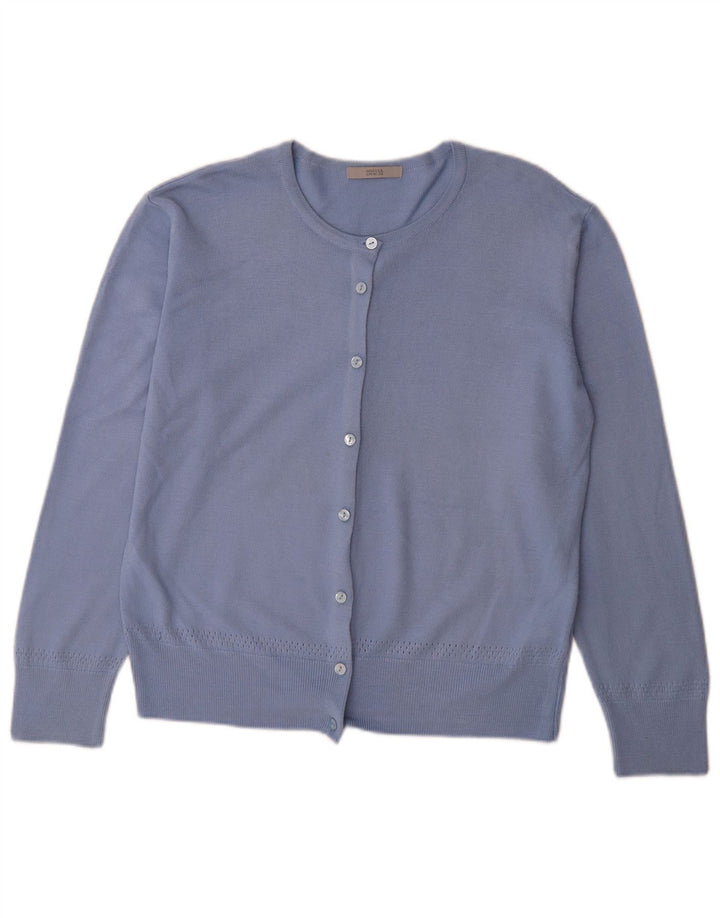 Suéter cardigã feminino Marks & Spencer UK 16 grande acrílico azul