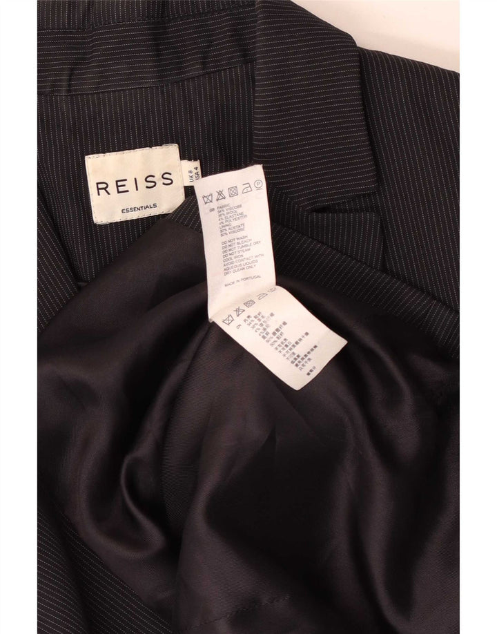 Jaqueta blazer feminina Reiss com 1 botão Reino Unido 8 pequena listra preta viscose