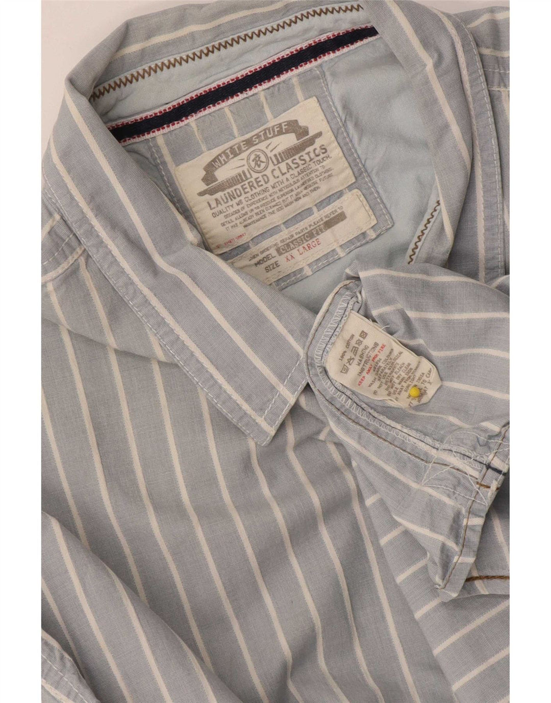 White Stuff Camisa masculina clássica de ajuste 2XL algodão listrado azul