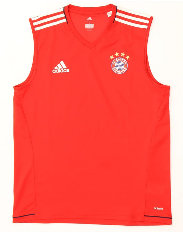 Adidas Mens FC Bayern Munchen Vest Top Grande Poliéster Vermelho