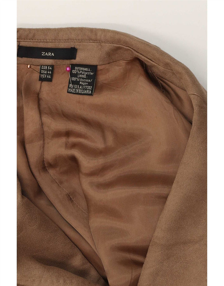 Jaqueta blazer masculina Zara com 2 botões EU 54 XL bege poliéster