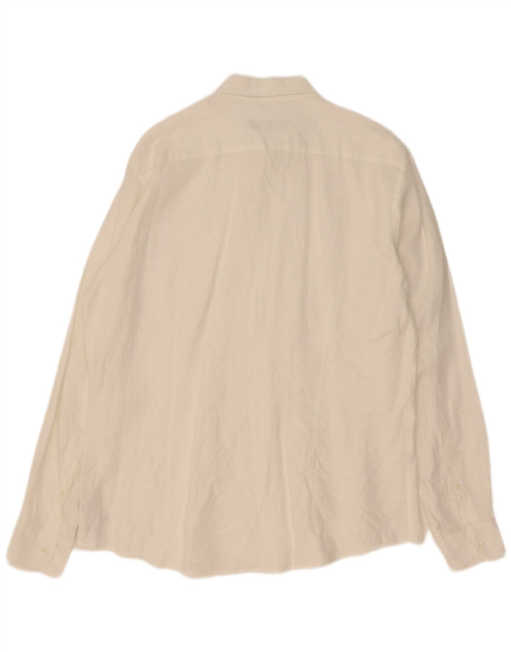 Camisa masculina Trussardi tamanho 43 grande linho branco