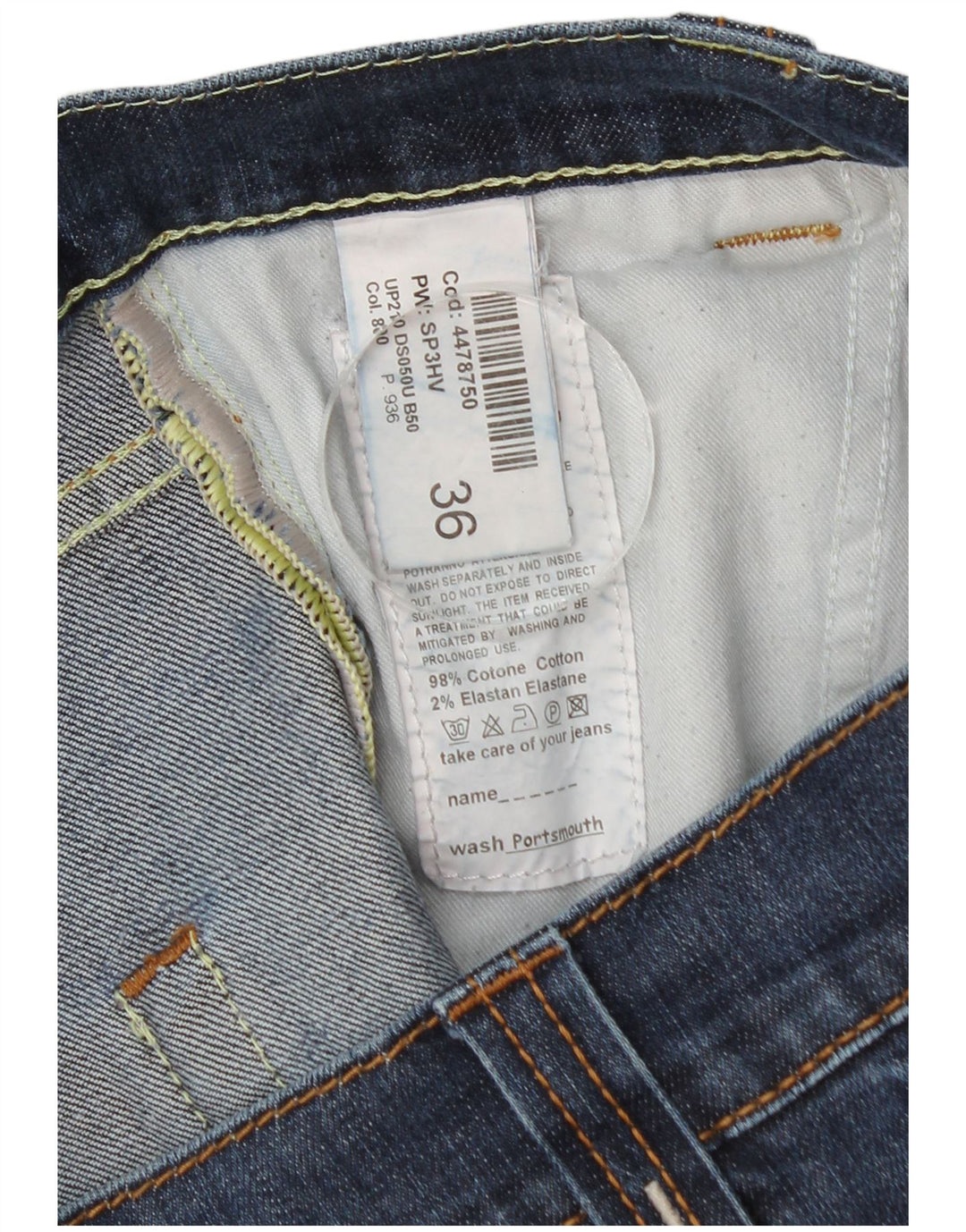 Dondup Mens Slim Jeans W36 L34 Azul Algodão