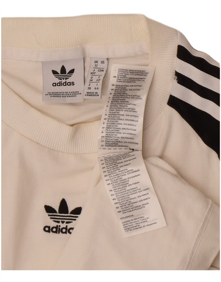 Adidas Mulher Top Manga Longa UK 12 Médio Algodão Branco