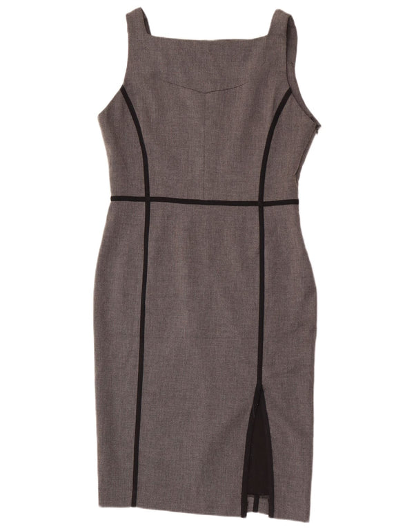 Vestido feminino Zara com bainha sem mangas UK 14 grande poliéster cinza