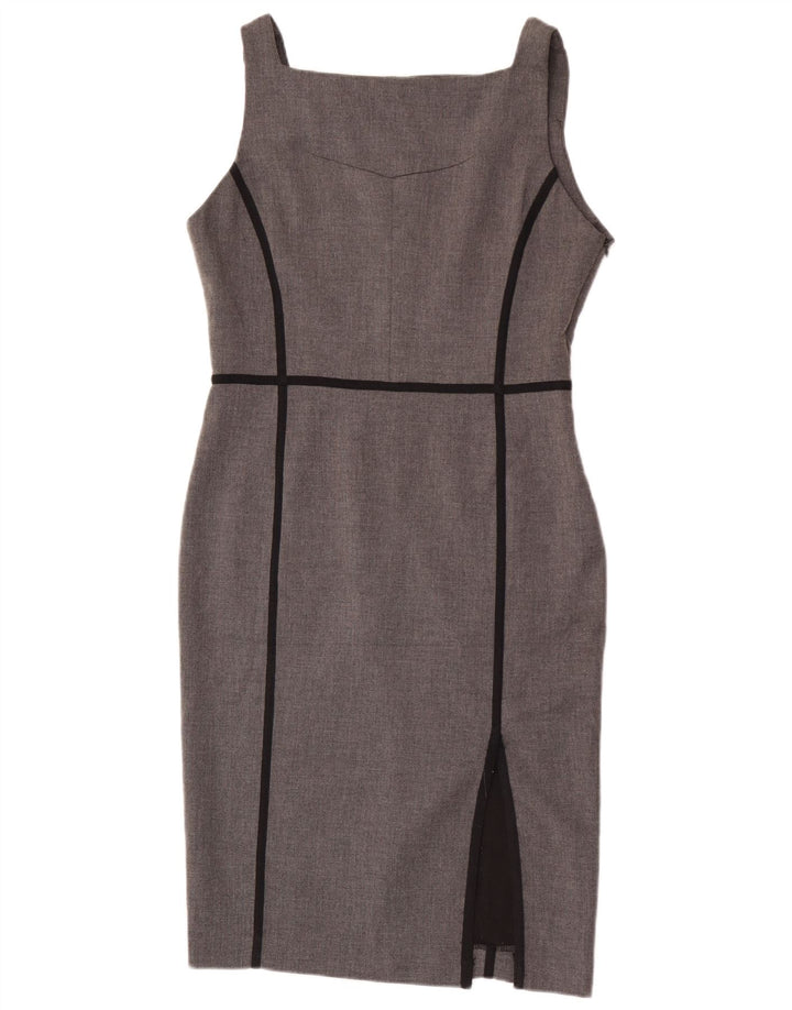 Vestido feminino Zara com bainha sem mangas UK 14 grande poliéster cinza