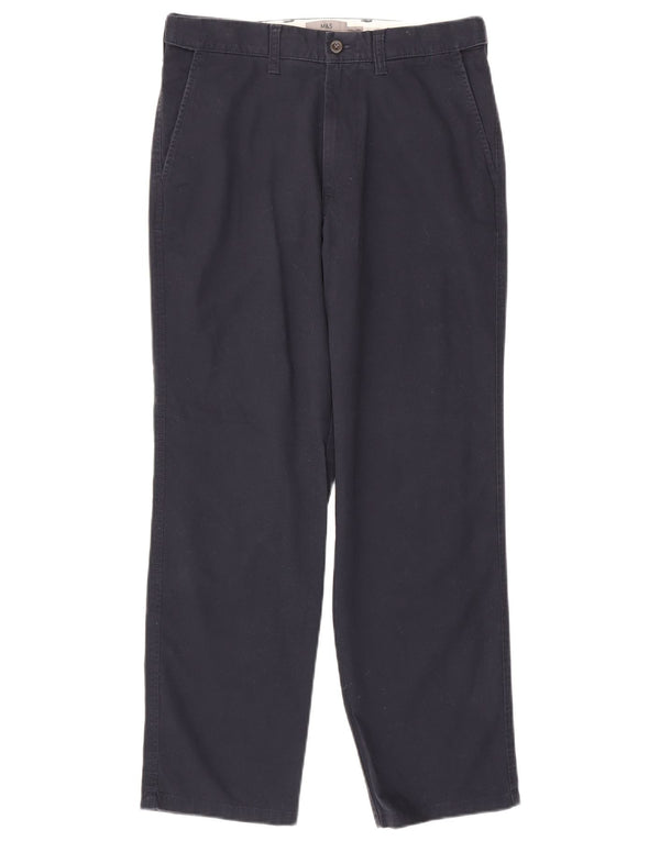 Calça chino masculina Marks & Spencer Regular Fit W30 L29 algodão azul marinho