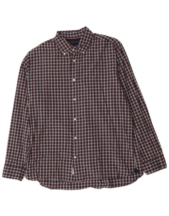 Camisa masculina Tommy Hilfiger Regular Fit XL azul marinho xadrez algodão