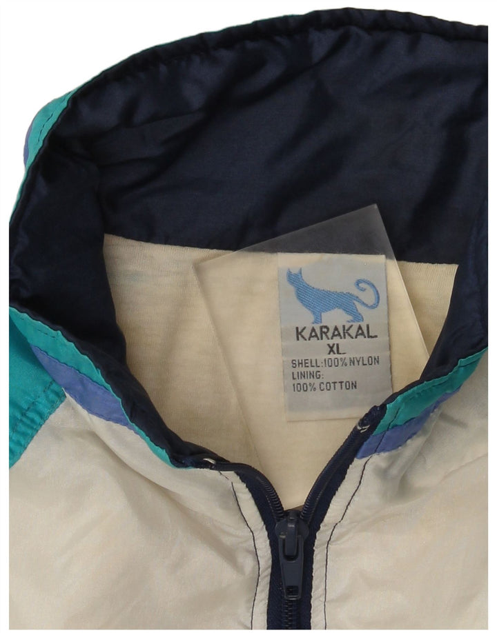 Jaqueta superior de agasalho masculino vintage XL azul marinho Colourblock Nylon