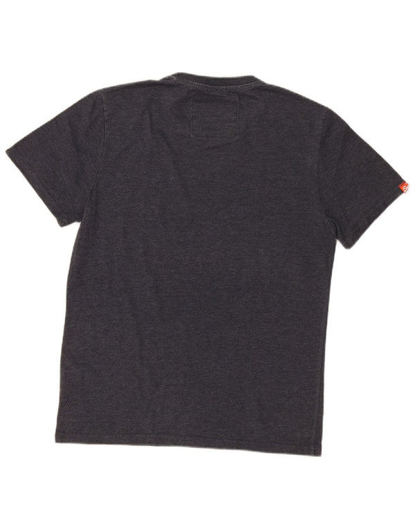 Camiseta gráfica masculina Superdry Top XL algodão manchado cinza
