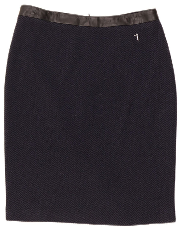 Saia lápis feminina Trussardi IT 42 médio W30 espinha de peixe azul marinho