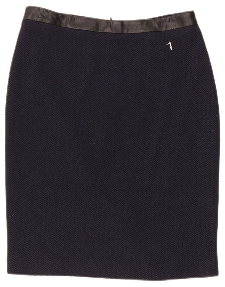 Saia lápis feminina Trussardi IT 42 médio W30 espinha de peixe azul marinho