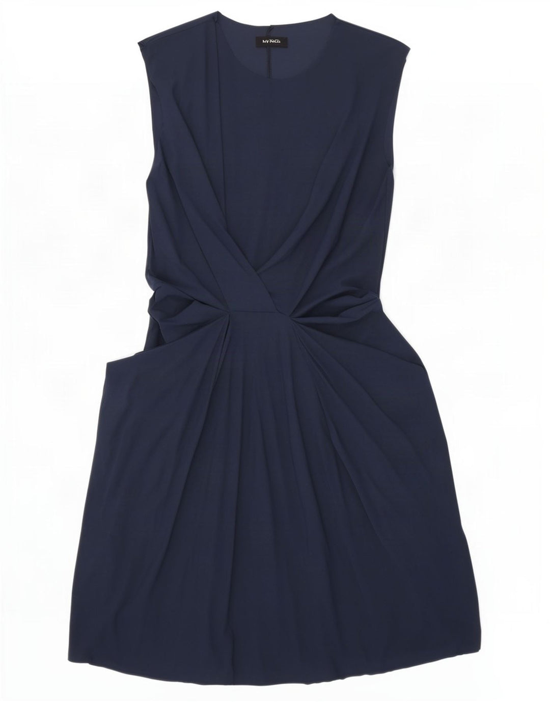 Max&Co. Vestido feminino sem mangas evasê UK 14 grande azul marinho poliamida