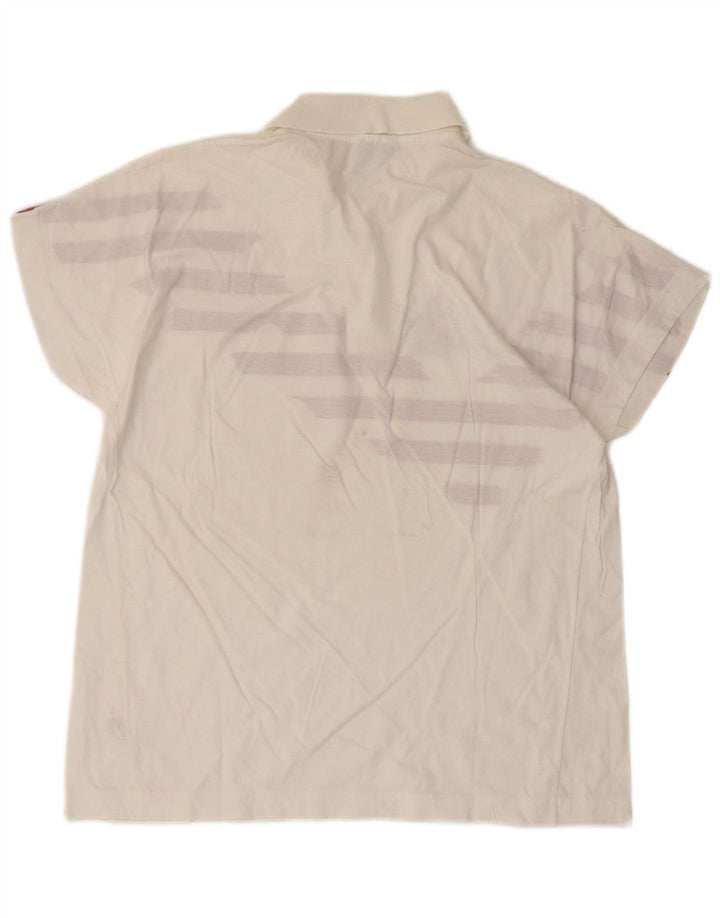 Camisa polo feminina Sergio Tacchini IT 44 algodão listrado branco médio