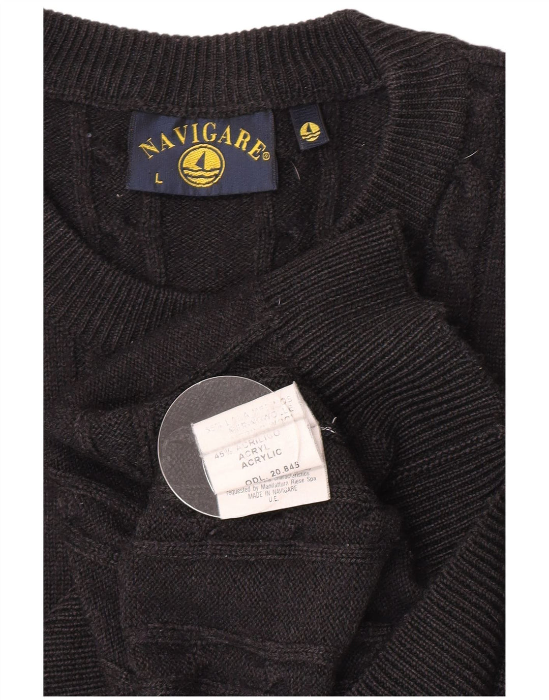 Suéter masculino Navigare com gola redonda, grande lã cinza