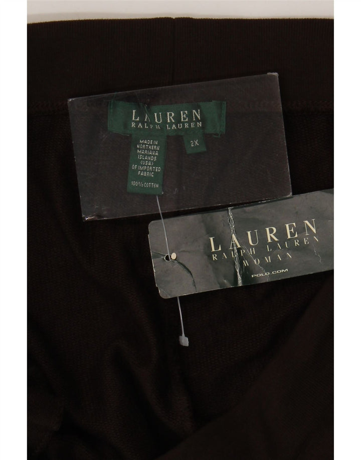 Calça de treino feminina Ralph Lauren Capri 2XL algodão marrom
