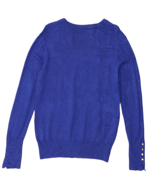 Suéter feminino Zara com gola canoa UK 18 XL azul