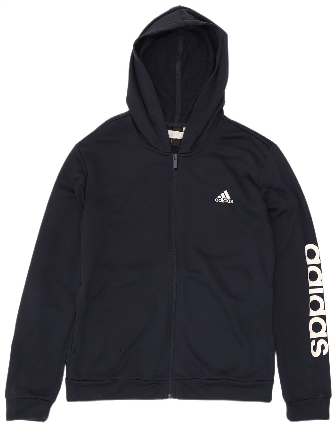 ADIDAS Suéter feminino com capuz com zíper gráfico UK 16/18 grande azul marinho