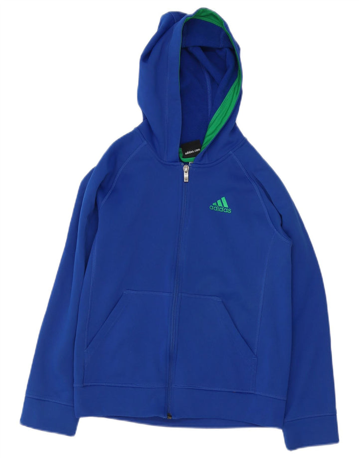 ADIDAS Meninos Zip Hoodie Sweater 10-11 Anos Azul Poliéster