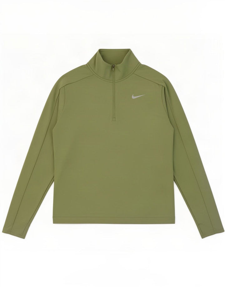 Top feminino Nike de corrida com zíper e manga comprida UK 18 XL verde poliéster