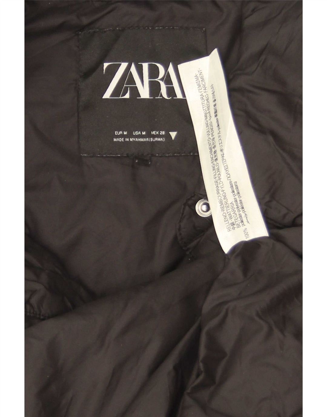 Casaco corta-vento feminino Zara UK 14 poliéster preto médio