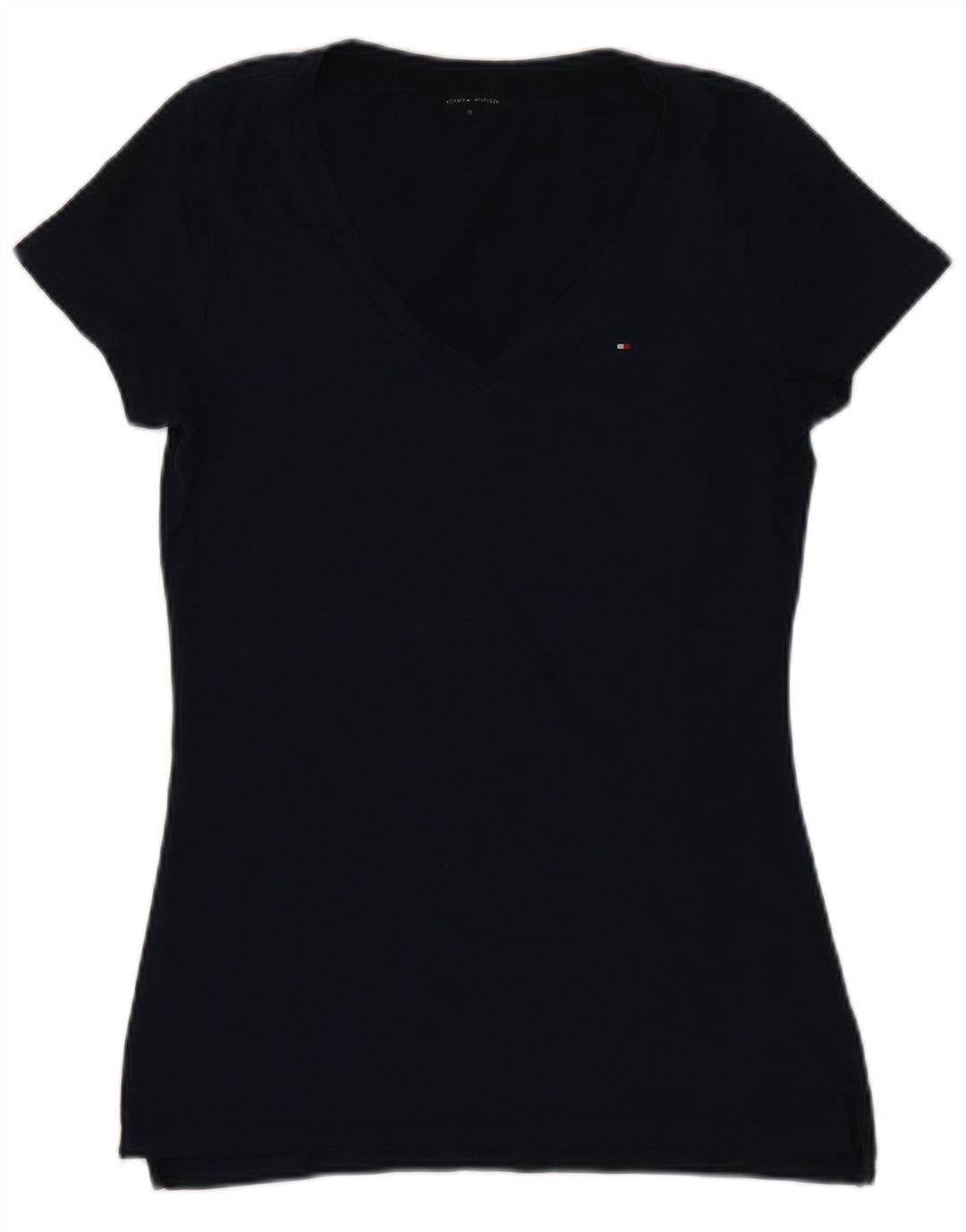 Camiseta feminina TOMMY HILFIGER UK 12 algodão azul marinho médio