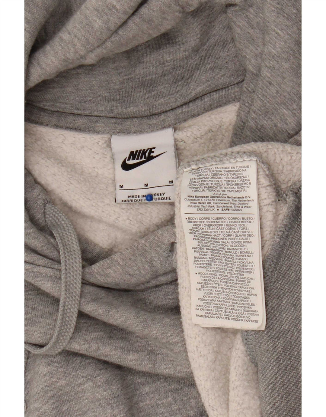 Nike Mens Hoodie Jumper Médio Algodão Cinza