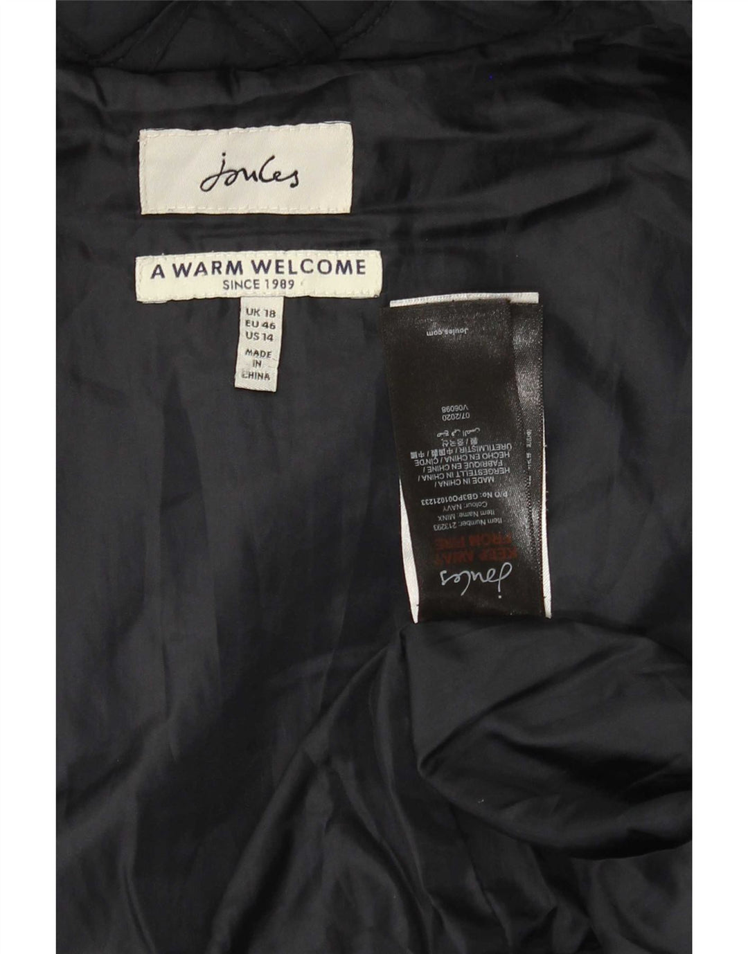 Gilet feminino acolchoado Joules UK 18 XL azul marinho poliéster