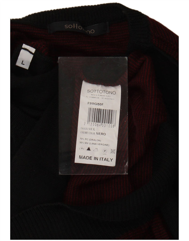 Suéter masculino Sottotono com gola redonda, grande preto argyle/acrílico diamante