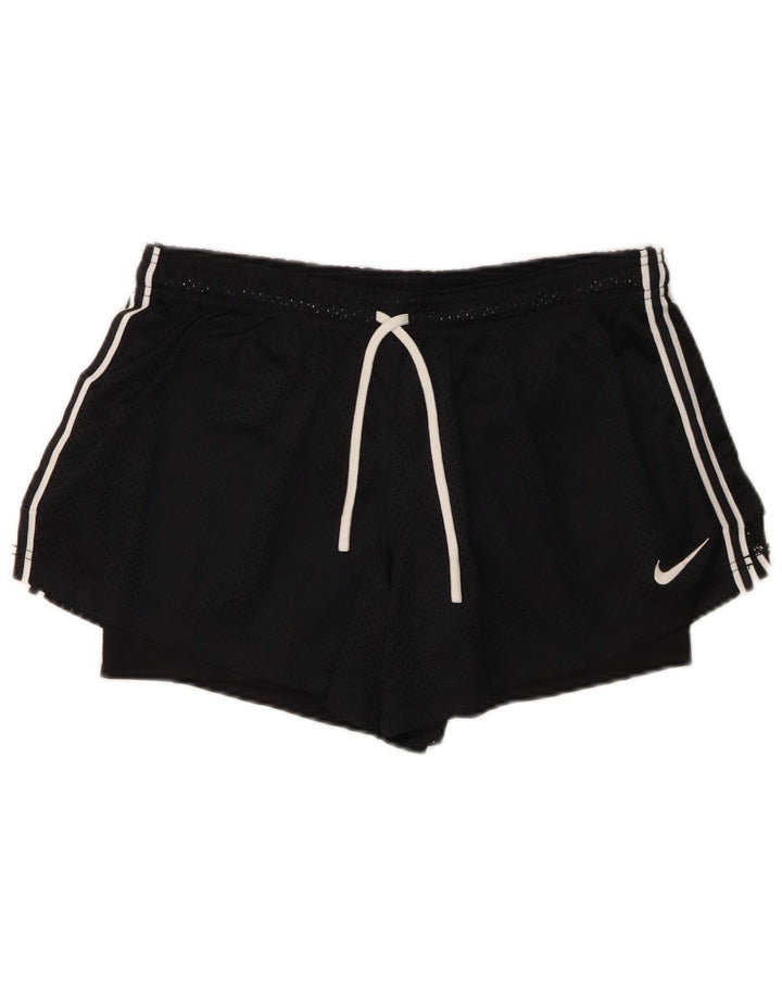 Shorts esportivos femininos Nike Dri Fit UK 16 grande poliéster preto