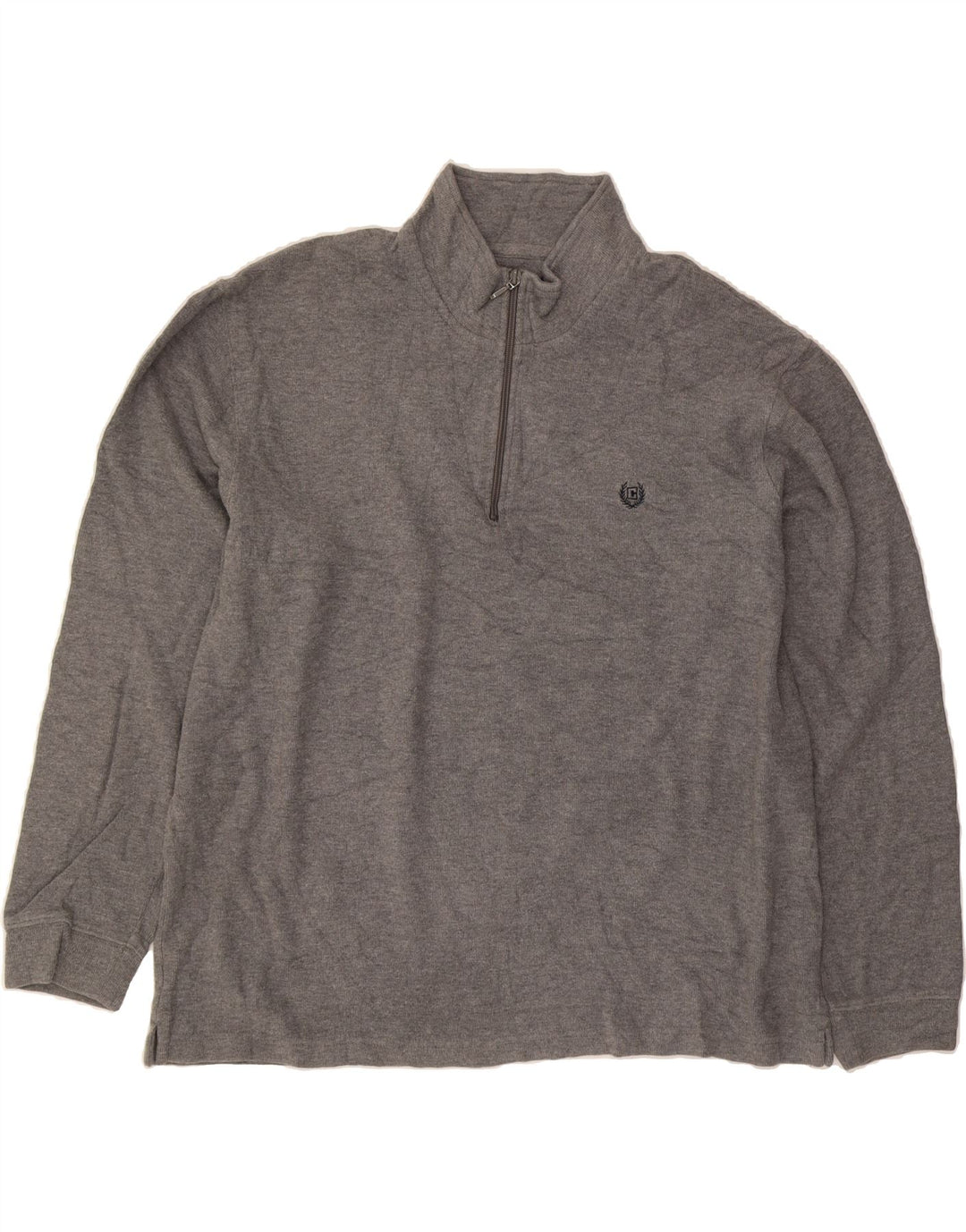 CHAPS Mens Zip Neck Jumper Sweater XL Grey Cotton Vintage Chaps and Second-Hand Chaps from Messina Hembry 