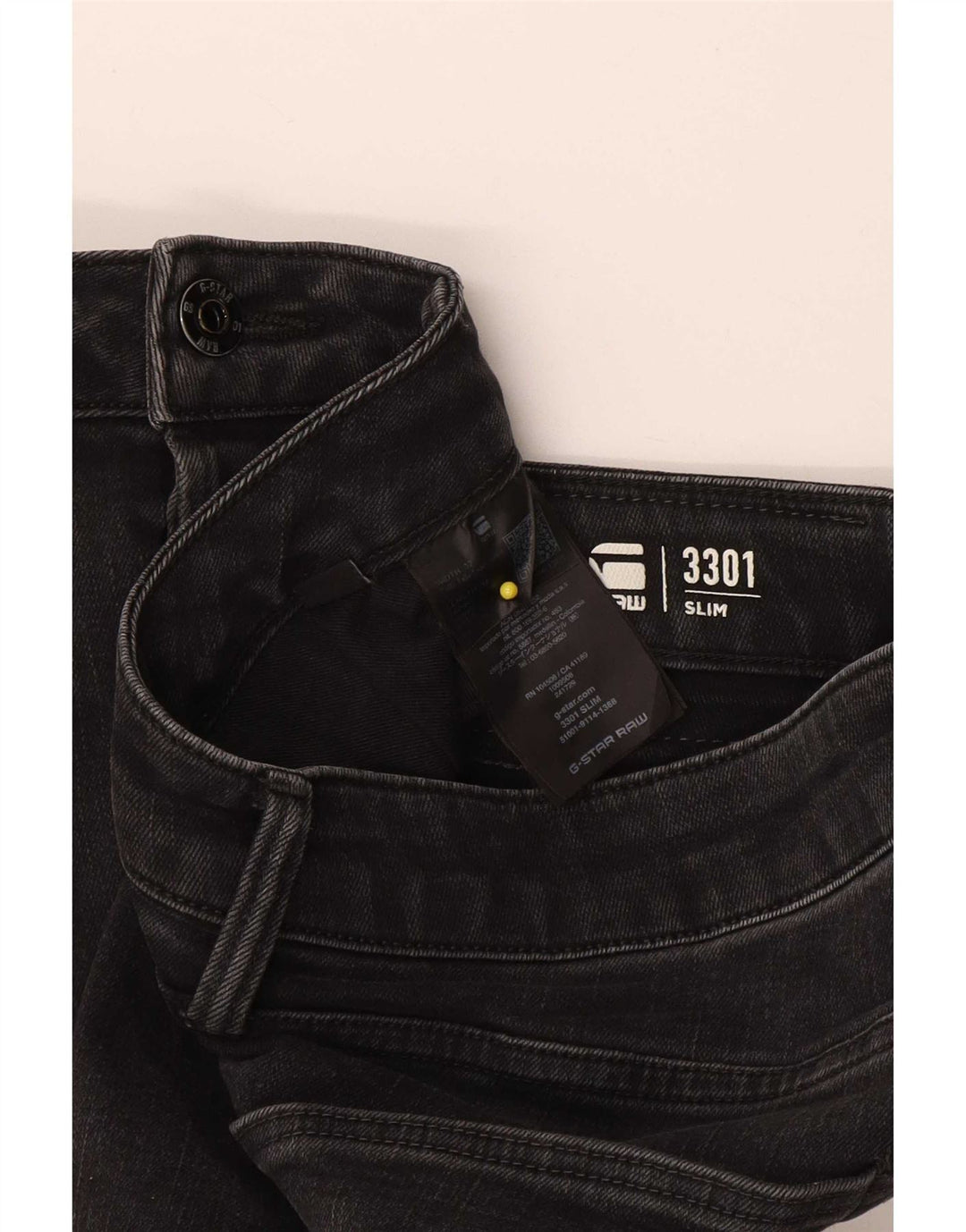 G-Star Masculino 3301 Slim Jeans W32 L34 Algodão Preto