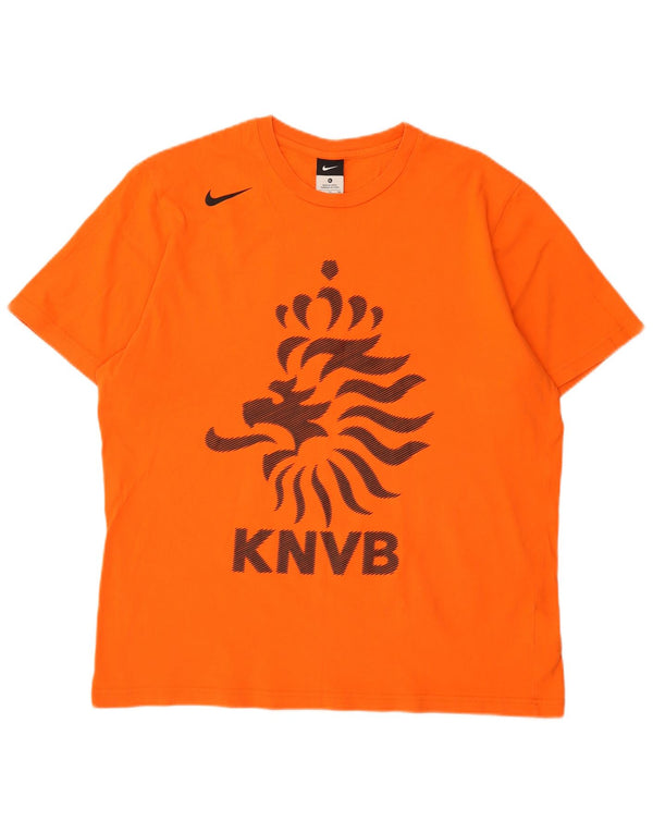 Camiseta Nike Masculina KNVB Graphic Top UK 46/48 XL Laranja Algodão