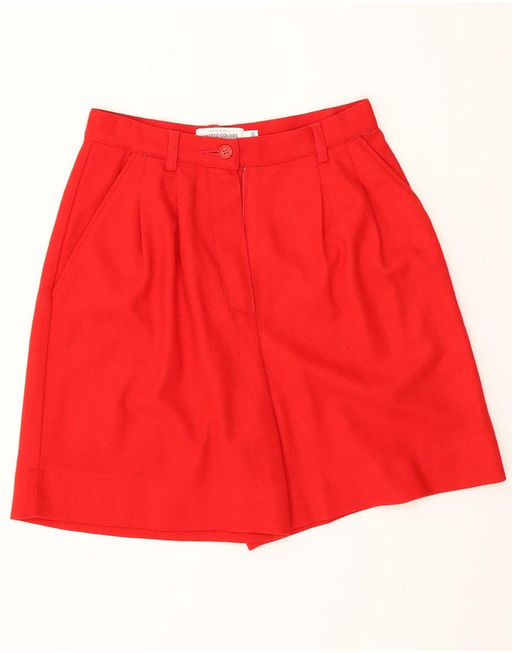 Shorts feminino casual de cintura alta da BENETTON IT 40 pequeno W24 lã vermelha