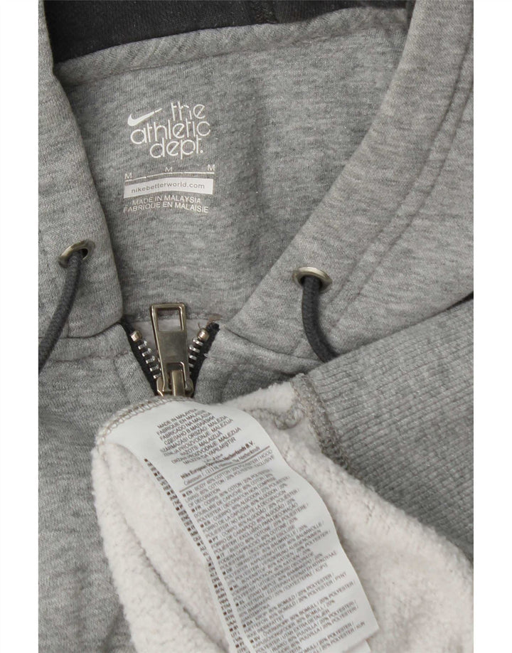 Suéter masculino Nike com capuz e zíper cinza médio algodão manchado