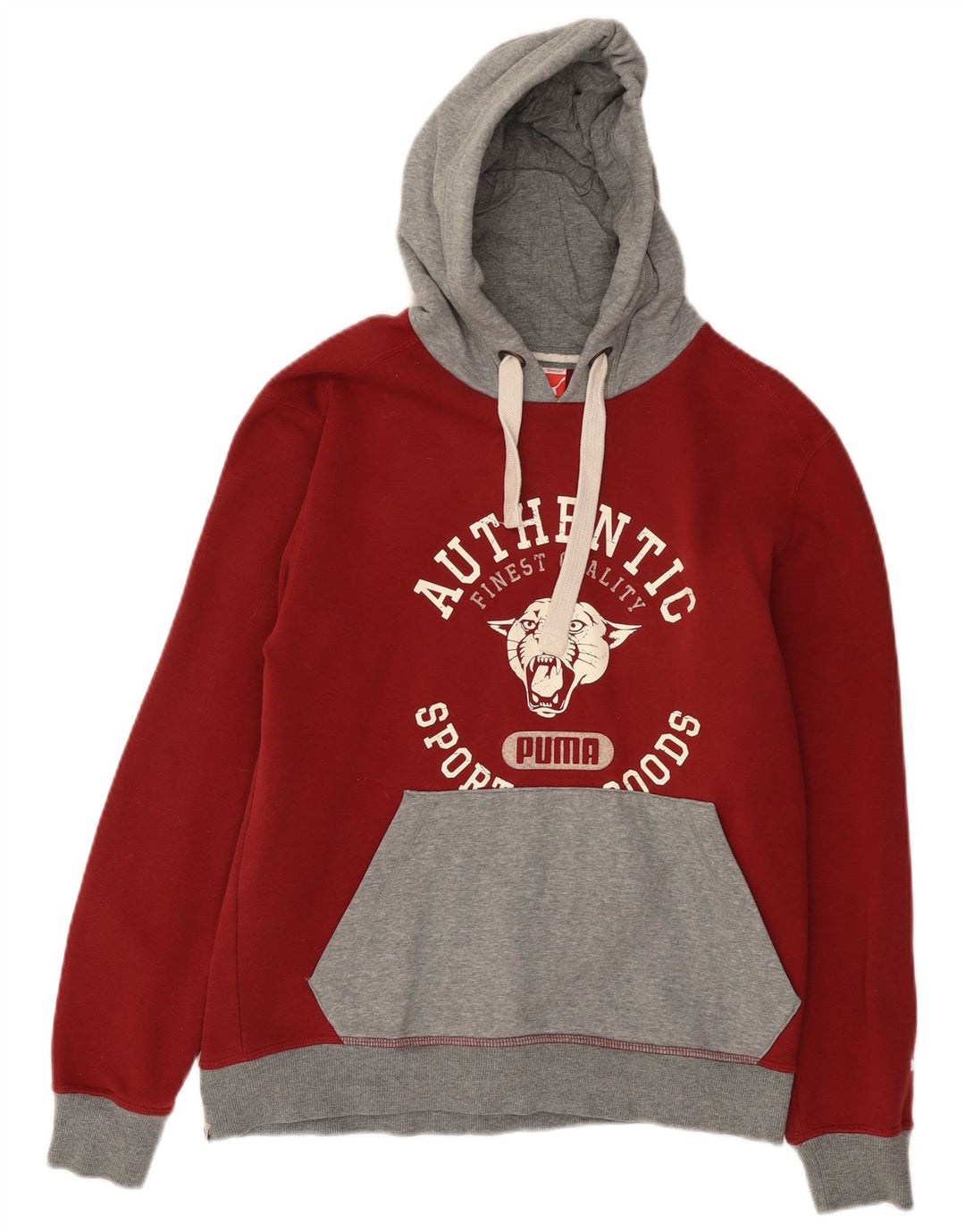 Puma masculino gráfico moletom com capuz médio vermelho algodão colorblock