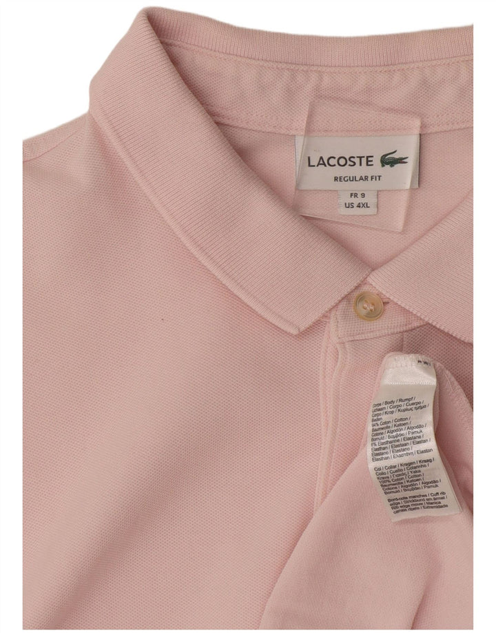 Camisa polo masculina LACOSTE Regular Fit tamanho 9 4XL algodão rosa