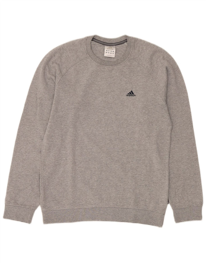 ADIDAS Mens Moletom Jumper Pequeno Algodão Cinza