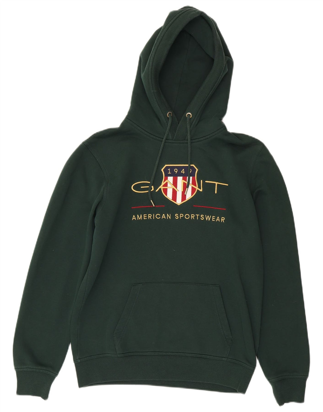 Suéter masculino com capuz gráfico GANT algodão verde médio