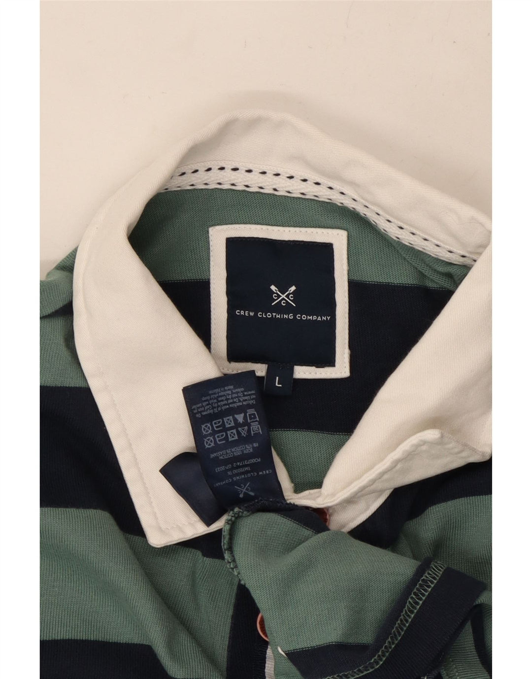 CREW CLOTHING Camisa polo masculina de manga comprida rugby grande listrada azul marinho