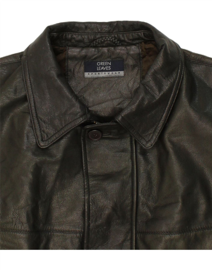 Jaqueta de couro masculina GREEN LEAVES UK 44 2XL couro verde
