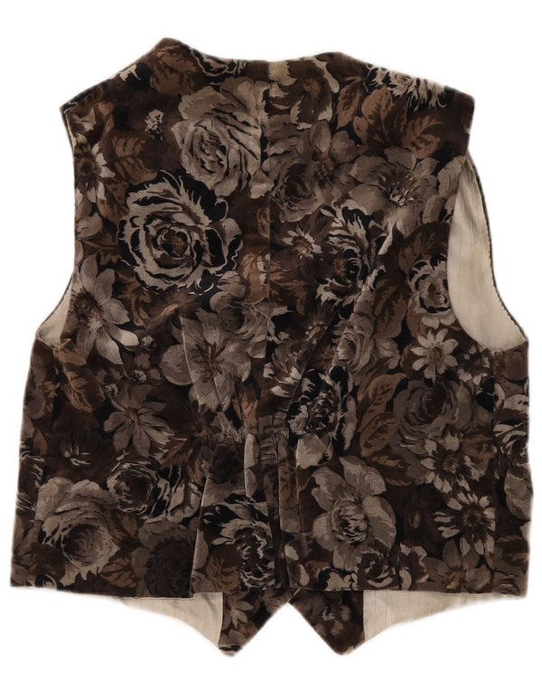 Colete feminino vintage UK 12 médio marrom floral