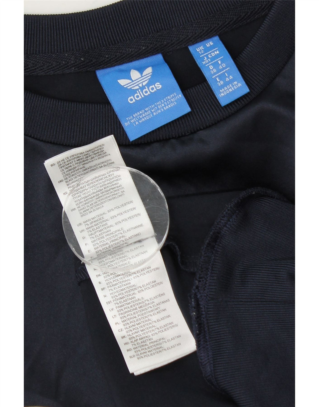 Adidas feminino gráfico moletom jumper UK 12 médio azul marinho poliéster