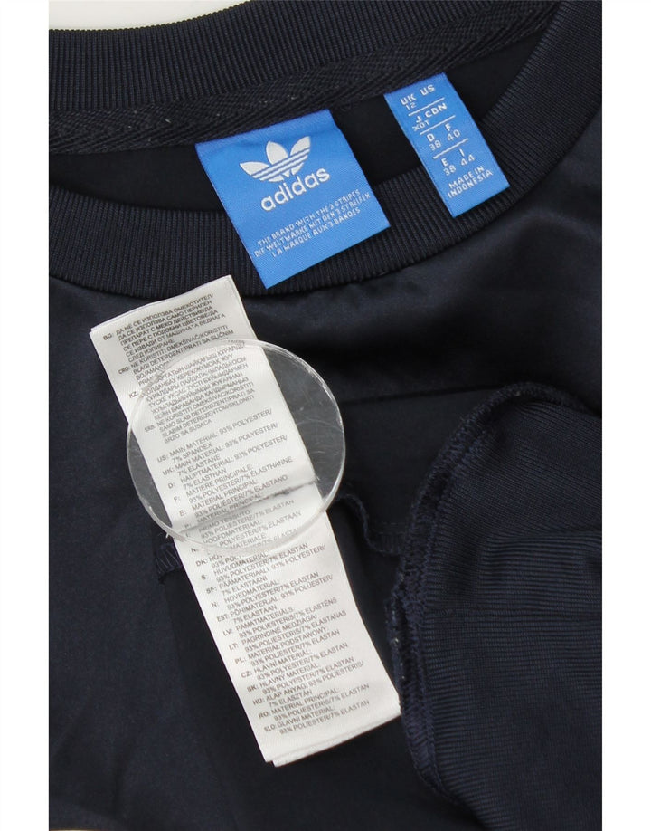 Adidas feminino gráfico moletom jumper UK 12 médio azul marinho poliéster