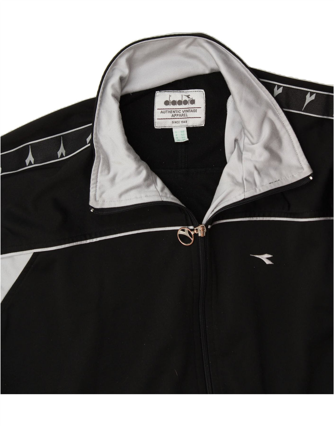 DIADORA Mens Graphic Tracksuit Top Jacket UK 40 Medium Black Colourblock