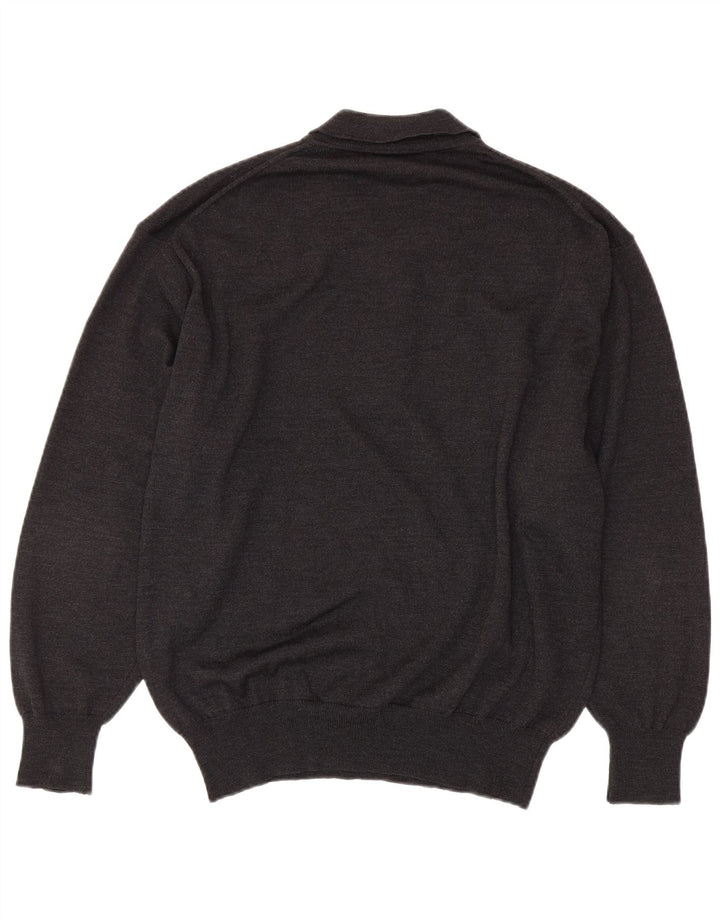 Suéter masculino vintage com gola polo IT 54 XL cinza